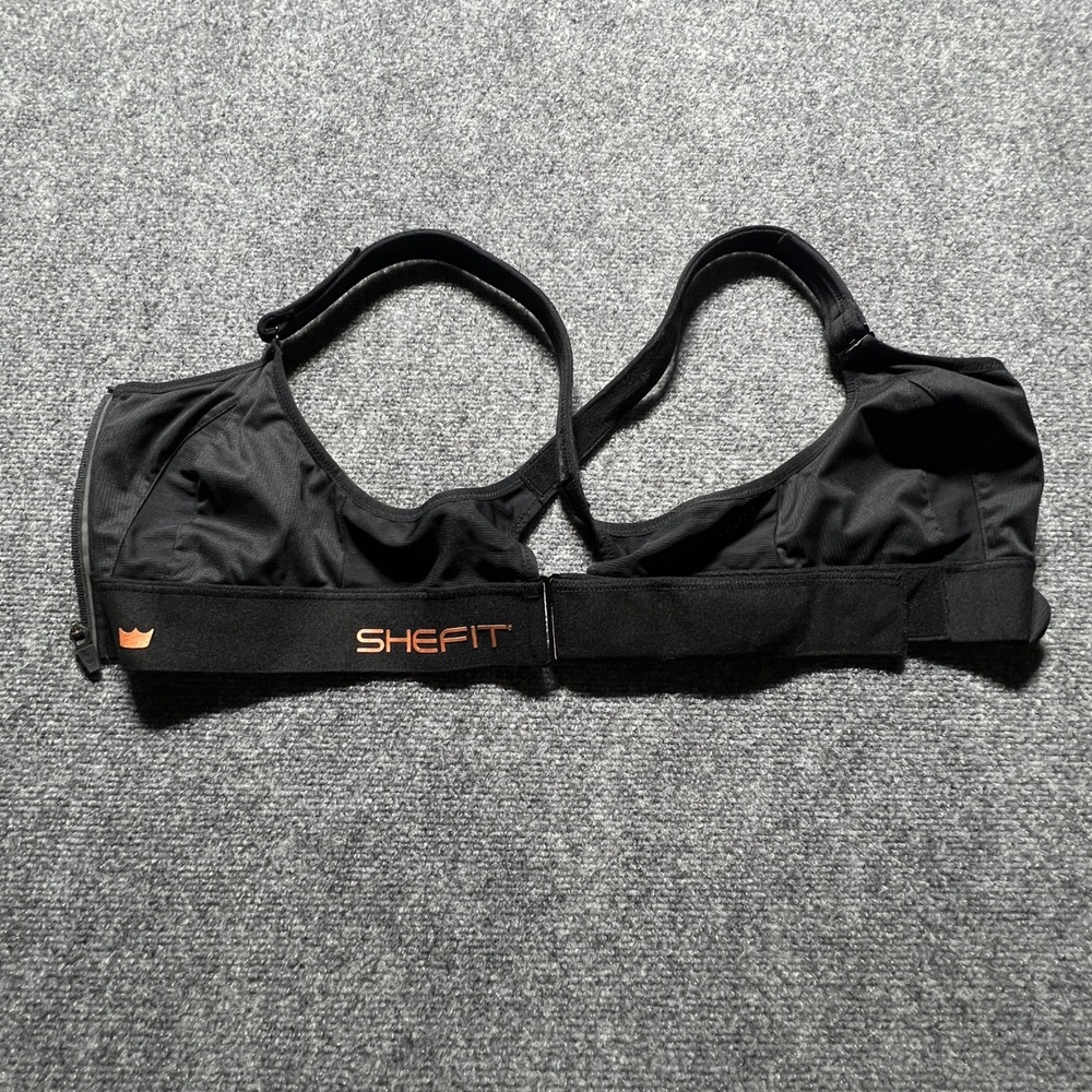 SHEFIT Ultimate Sports Bra Black High Impact Adjustable Front Zip Medium 110002 - Picture 2 of 10